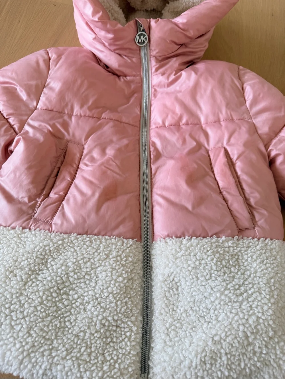 Girls Pinks Michael Koors Puffer Jacket with Sherpa Trim - Kids